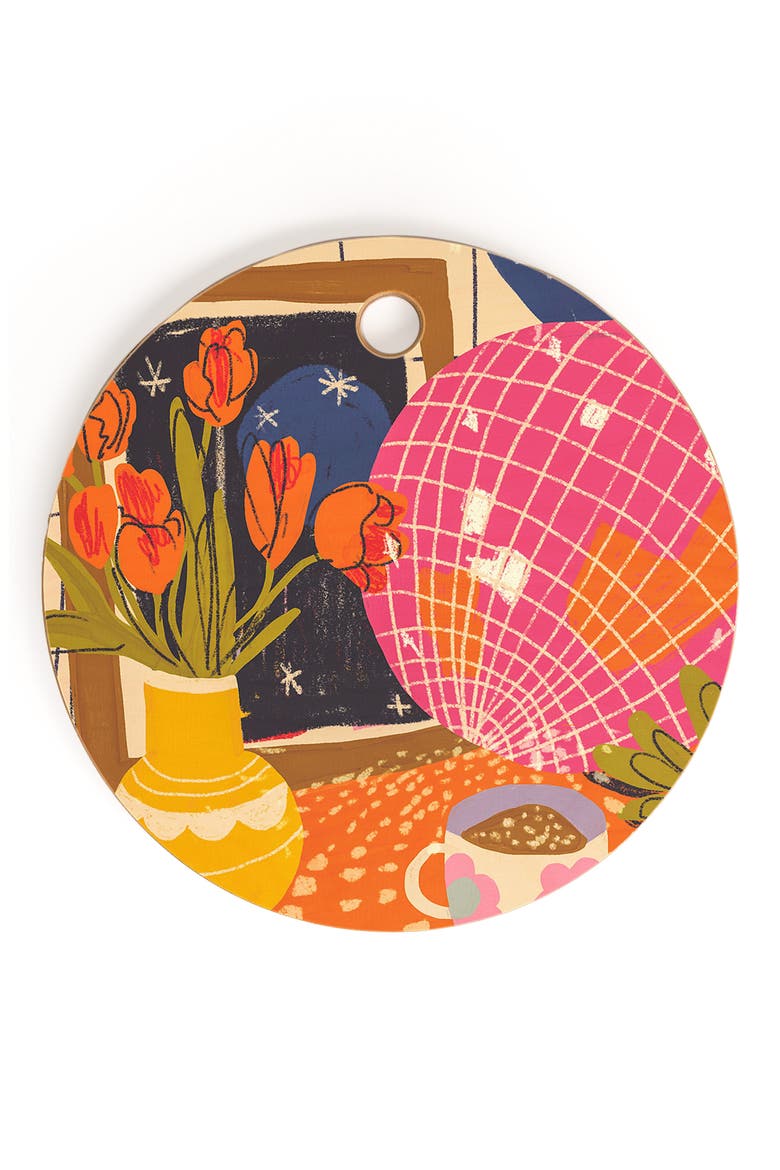 Disco Night Wood Cutting Board, Main, color, ORANGE
