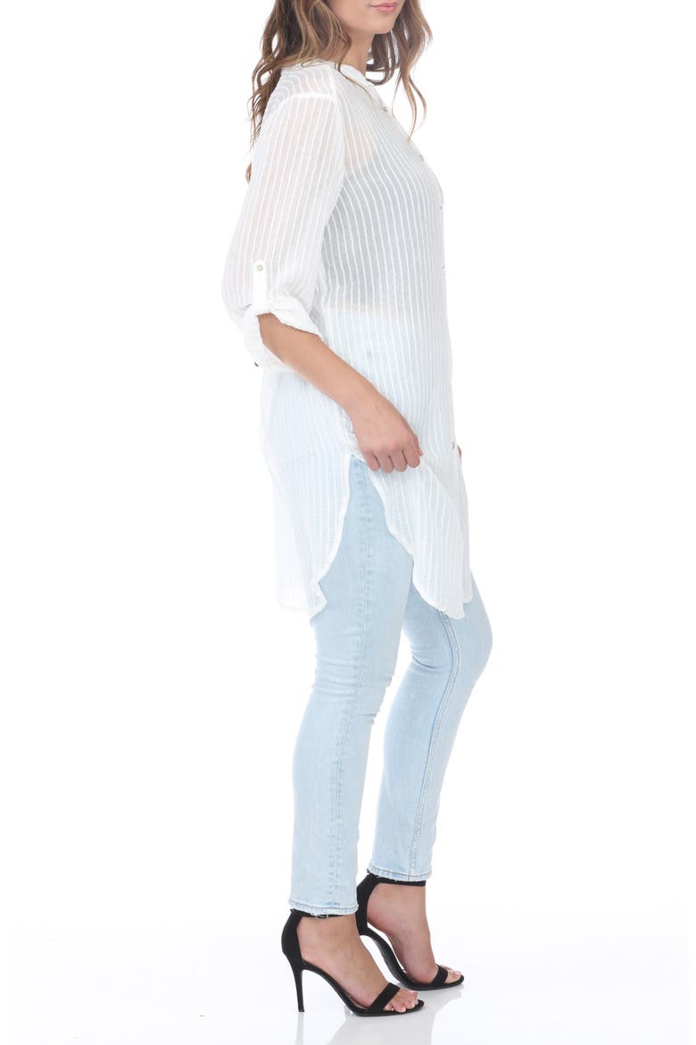 Semi Sheer Stripe Tunic, Alternate, color, WHITE