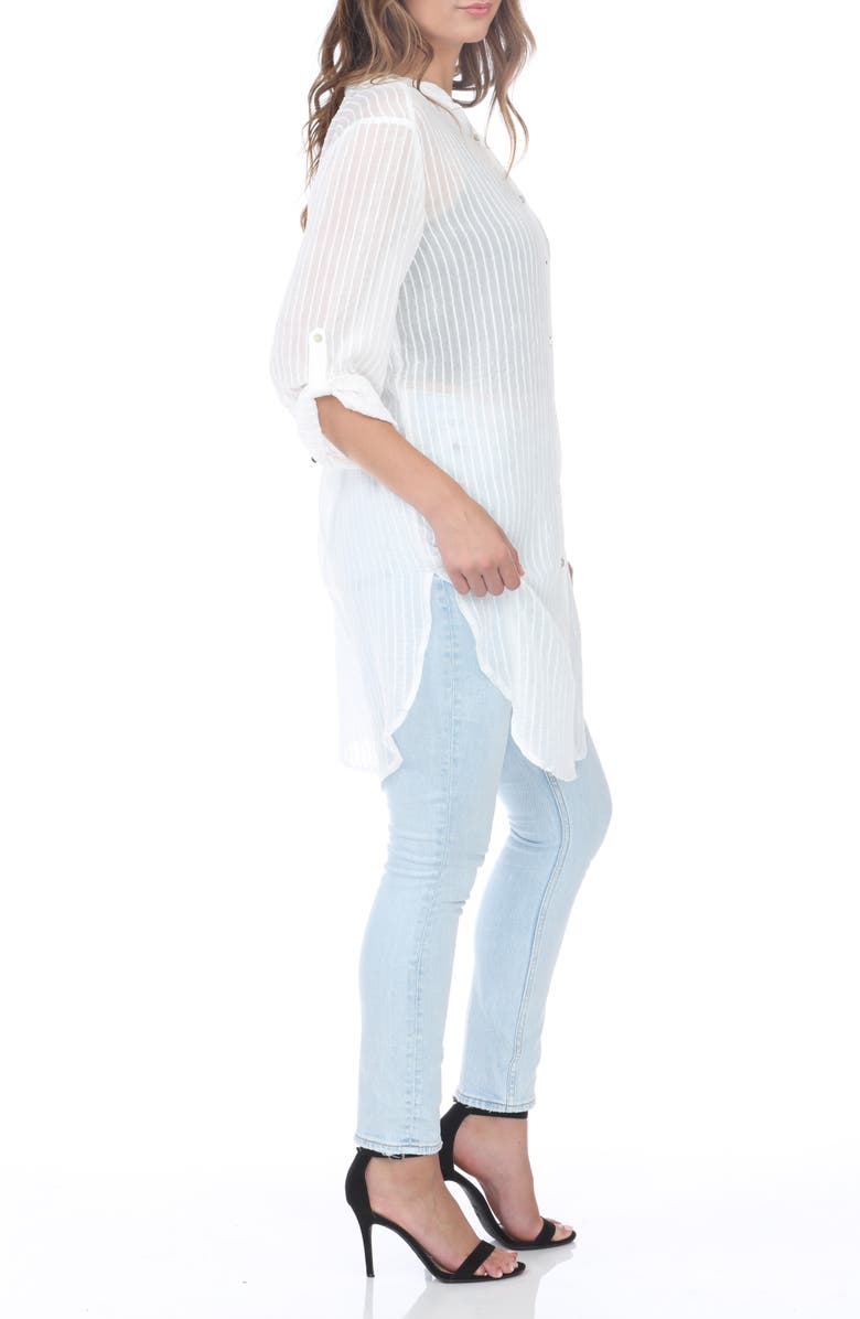 RAIN AND ROSE Semi Sheer Stripe Tunic, Alternate, color, White