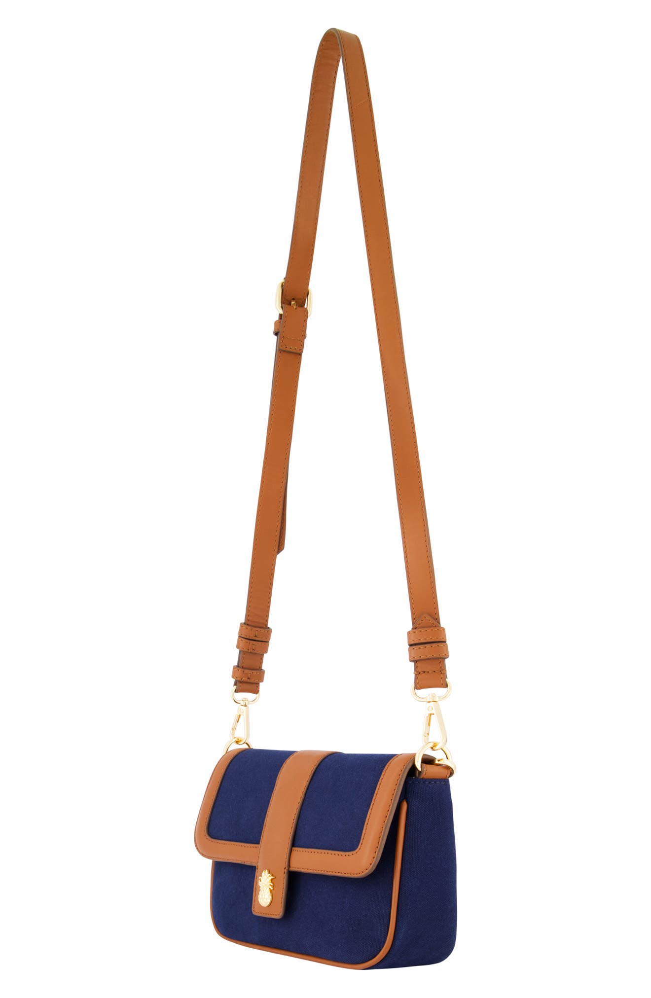 Tommy Bahama Canvas & Leather Trim Crossbody Bag, Alternate, color, Navy/ Tan