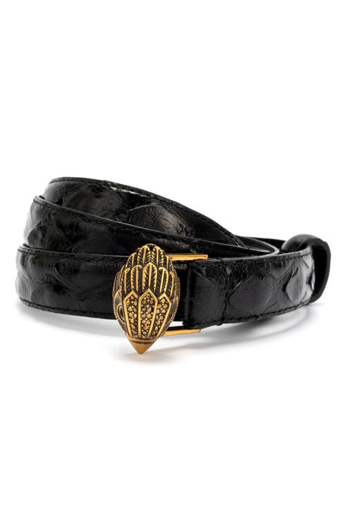 Kurt Geiger London Eagle Leather Belt In Black