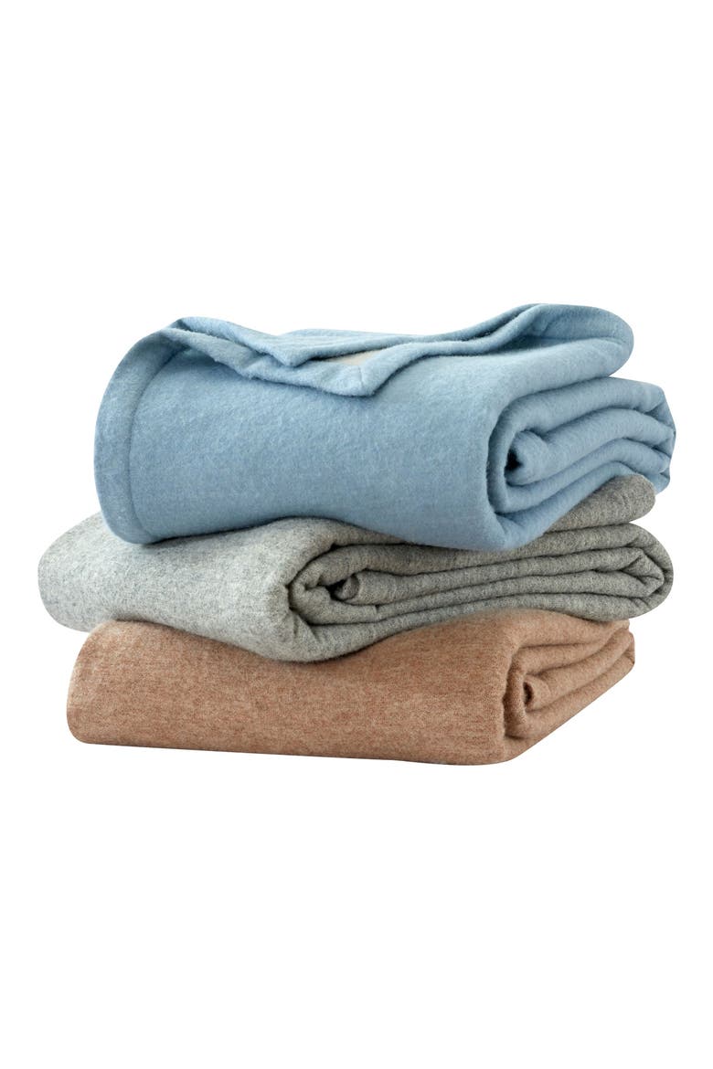 Self Hem Merino Wool Blanket, Alternate, color, BLUE
