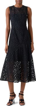 Akris punto Devoré Dot Organza Flounce Midi Dress