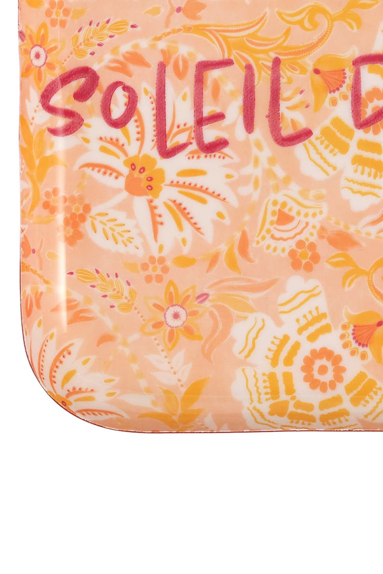 Nanpur Patterned Square Metal Decorative Tray 10X10 In, Alternate, color, Orange