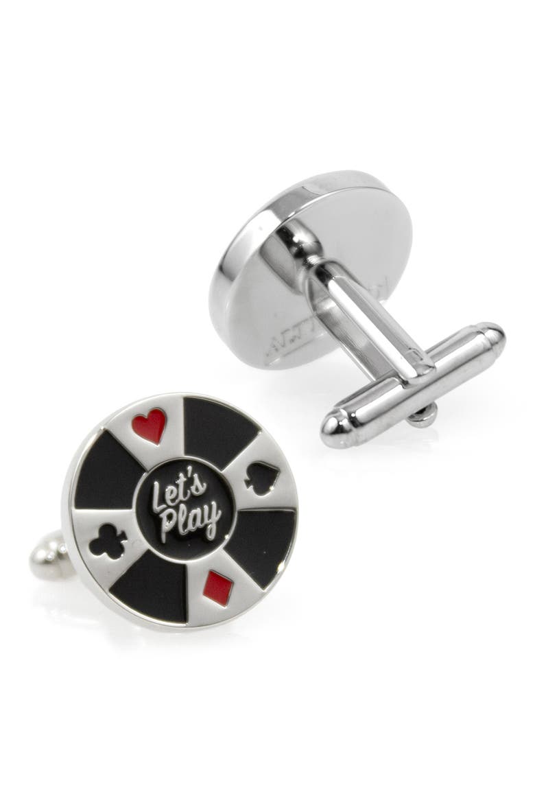 Poker Chip Cuff Links, Alternate, color, BLACK