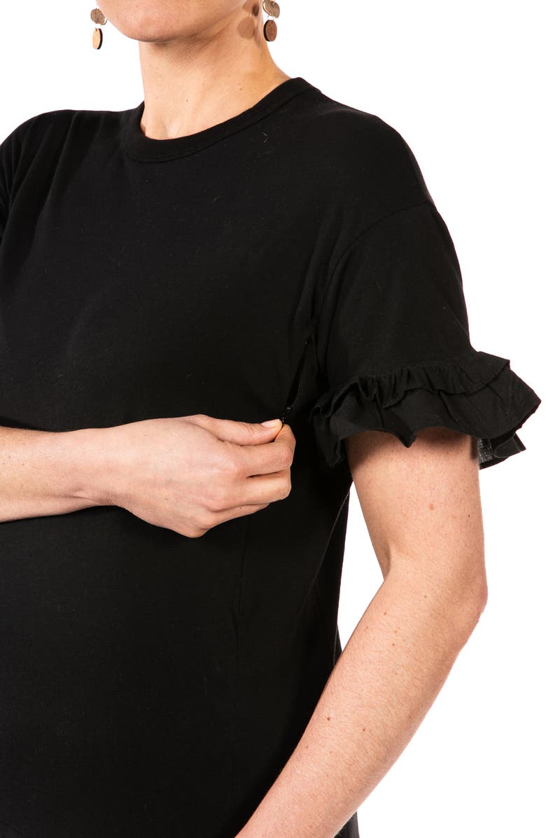 Loyal Hana Joey Ruffle Sleeve Maternity/Nursing T-Shirt, Alternate, color, 