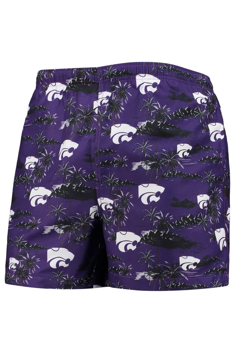 Men's FOCO Purple Kansas State Wildcats Island Palm Swim Trunks, Alternate, color, Purple