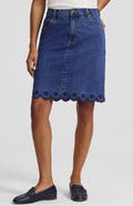 Lands' End Soft Denim Classic 5 Pocket Above the Knee Skirt