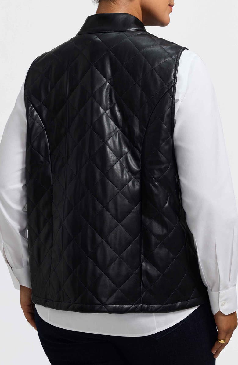 Foxcroft Billie Faux Leather Diamond Quilted Vest, Alternate, color, Black