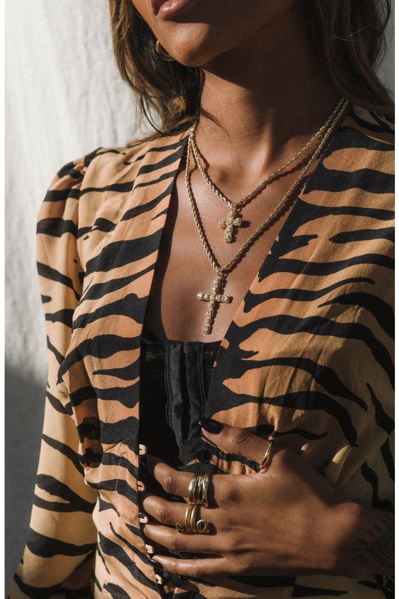 Lavina Cross Pendant Necklace, Alternate, color, GOLD