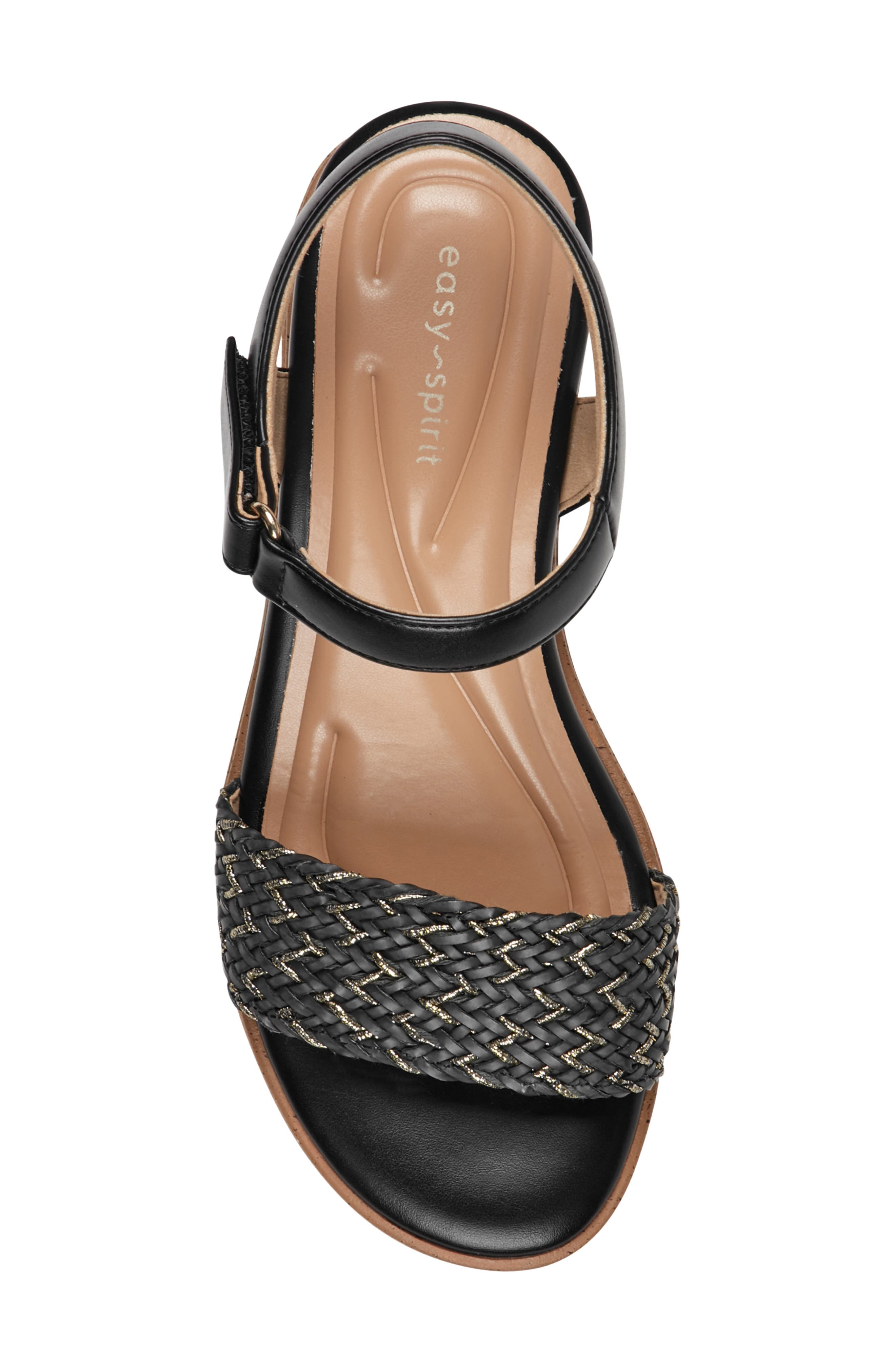 Easy Spirit Edythe Wedge Sandal, Alternate, color, Black