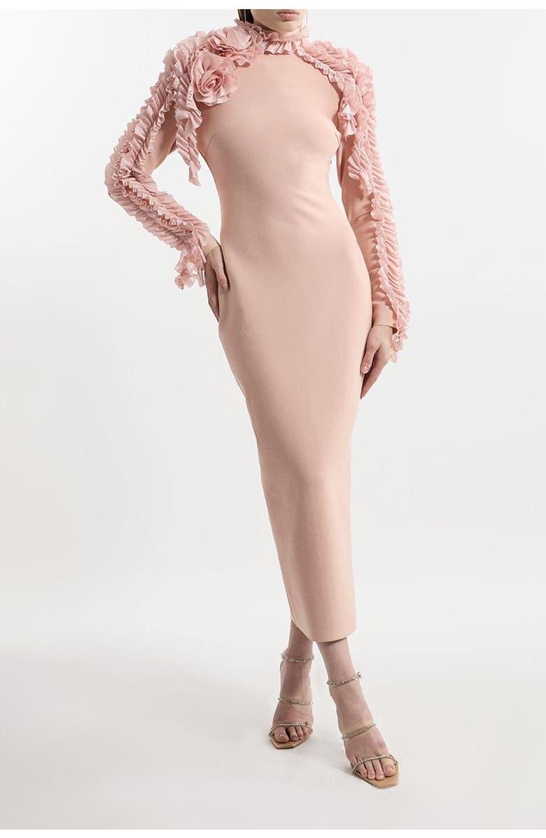 Karen Millen Petite Bandage Detail Midi Dress, Alternate, color, Blush