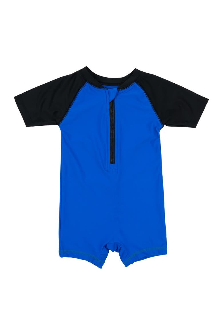 Baby One-Piece Rashguard, UPF 50+ Sun Protection Swimwear, Main, color, NAVY/BLACK