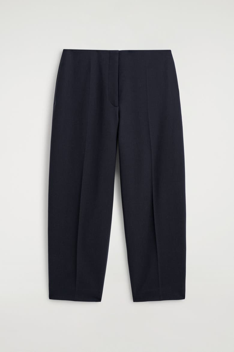 Wool-Blend Barrel-Leg Pants, Alternate, color, NAVY