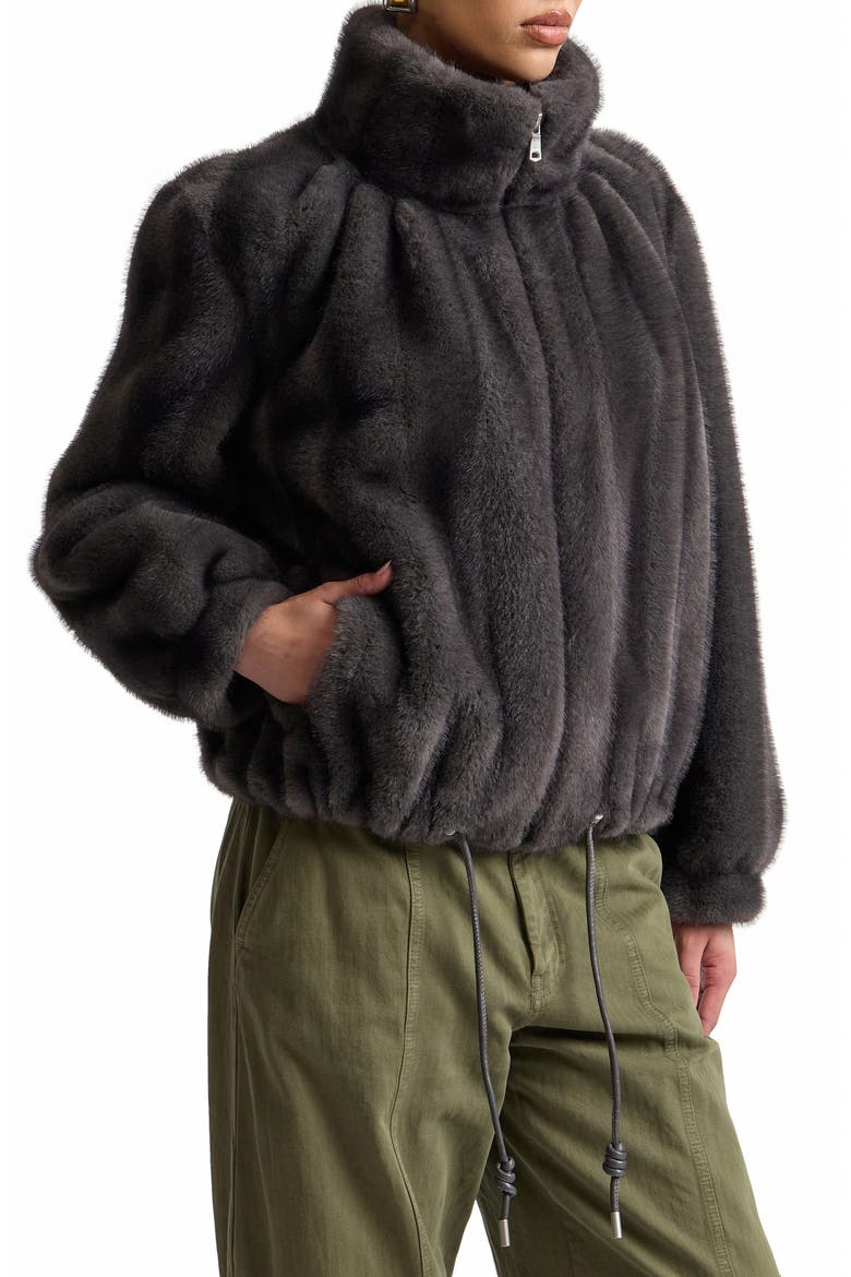 Crop Faux Fur Jacket, Alternate, color, GRAPHITE