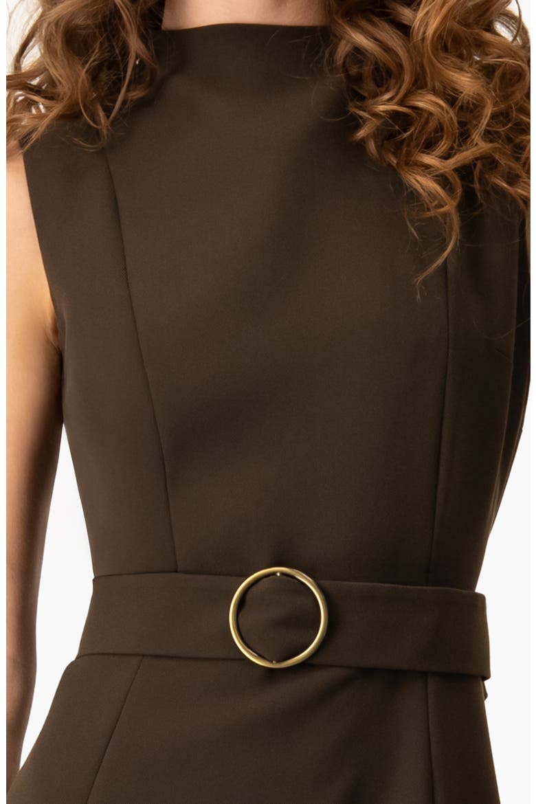 Sleeveless Belted A-Line Maxi Dress with Ring Buckle, Alternate, color, Olive Green