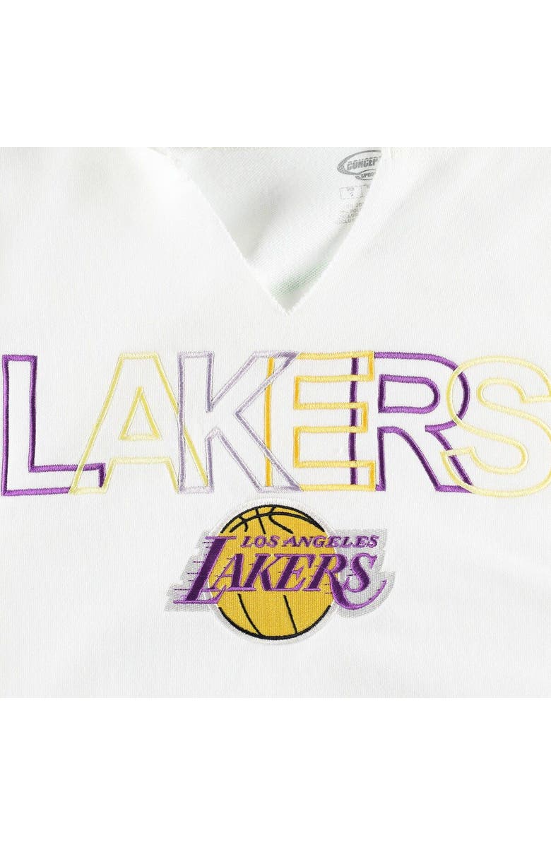 CONCEPTS SPORT Women's Concepts Sport White Los Angeles Lakers Sunray Notch Neck Long Sleeve T-Shirt, Alternate, color, White