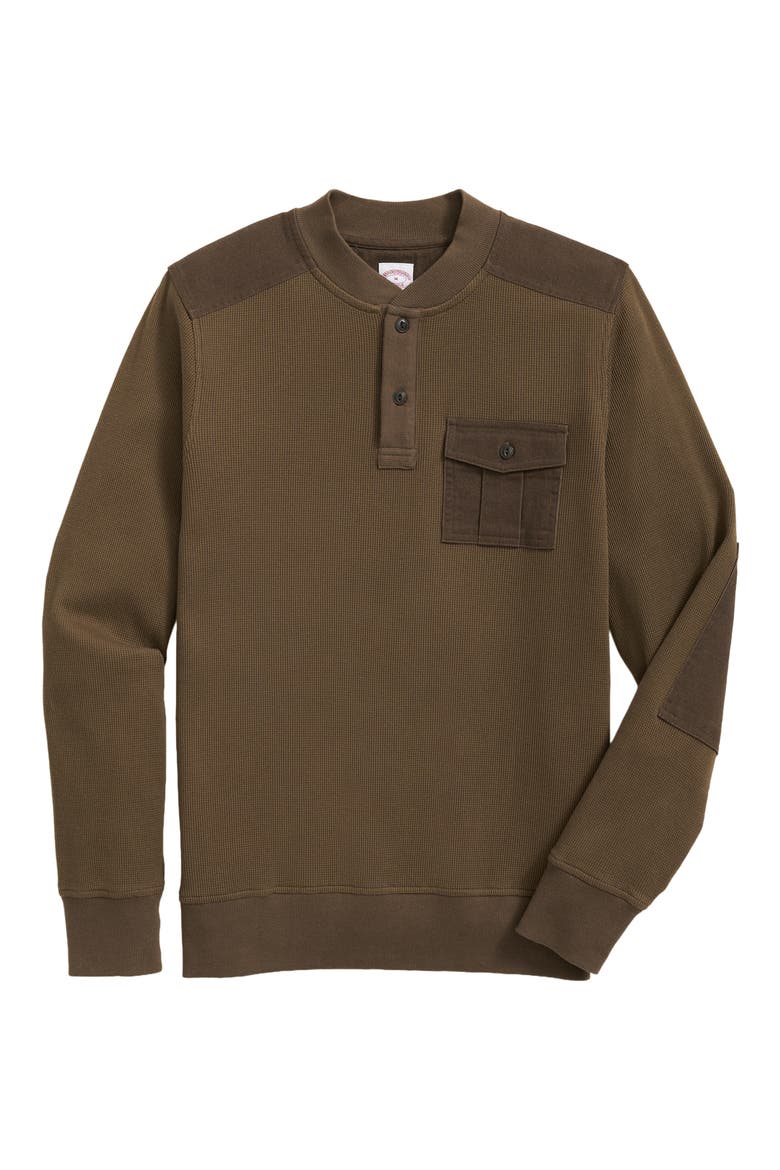 Waffle Stitch Stretch Cotton & Wool Henley, Alternate, color, GREEN