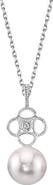 The Pearl Source 14K Gold Akoya Pearl & Diamond Lacy Pendant