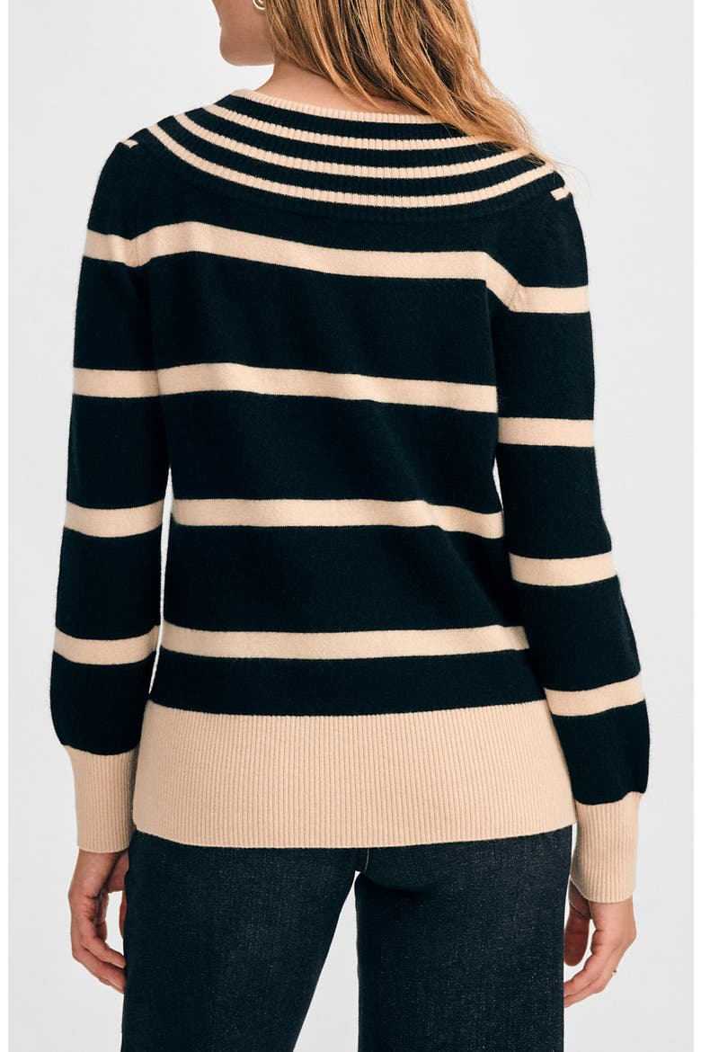 Mock Neck Sweater, Alternate, color, BLACK/ IVORY