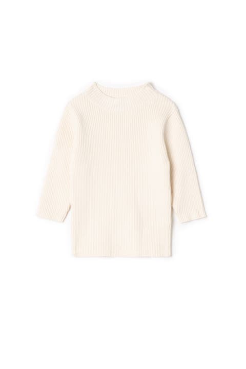 Ribbed Knit Long Sleeve Mock Neck Top