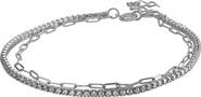 CANDELA JEWELRY Cubic Zirconia & Link Chain Layered Bracelet