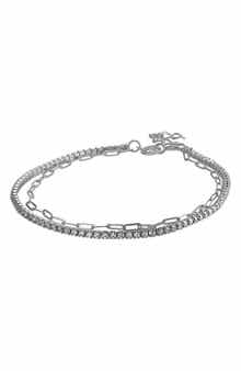 Cubic Zirconia & Link Chain Layered Bracelet