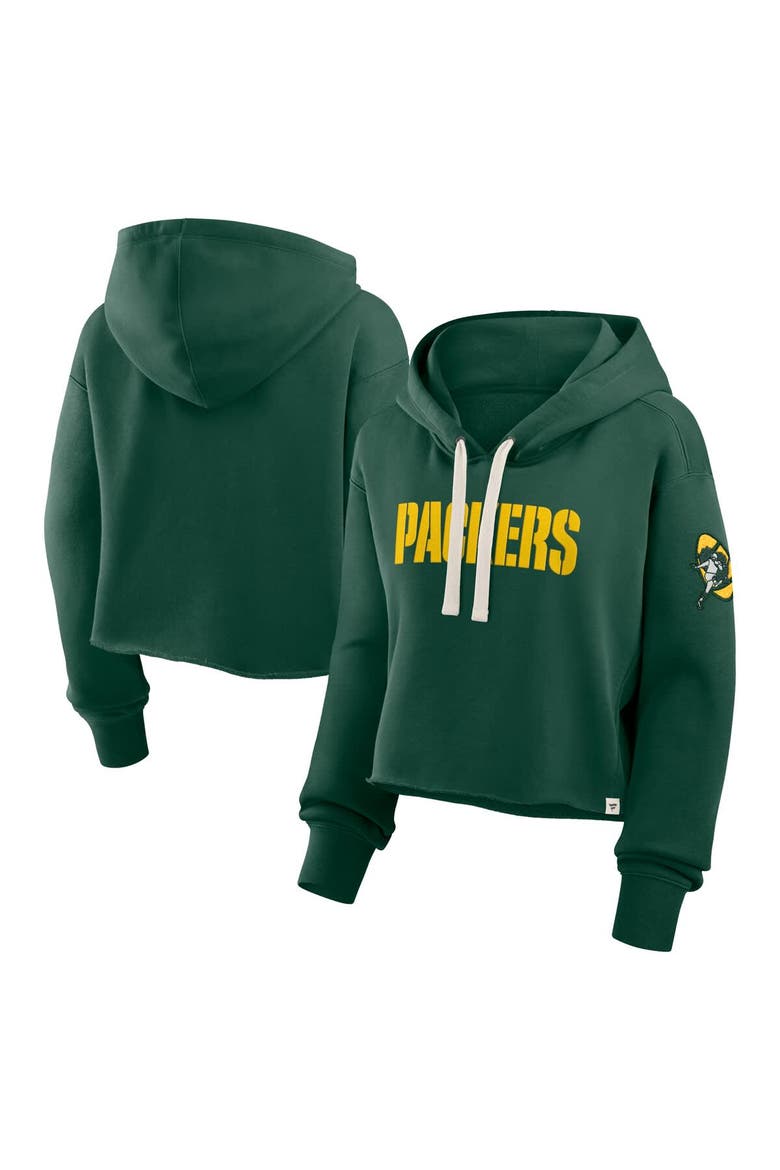 Women's Fanatics Green Green Bay Packers Oversized Hometown Heritage Cropped Hoodie, Main, color, Green