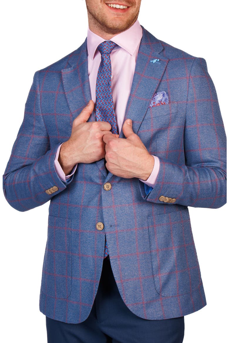 Textured Yarn Dyed Windowpane Sport Coat, Alternate, color, BLUE