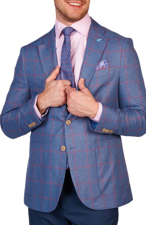 Tailorbyrd Textured Yarn Dyed Windowpane Sport Coat In Blue