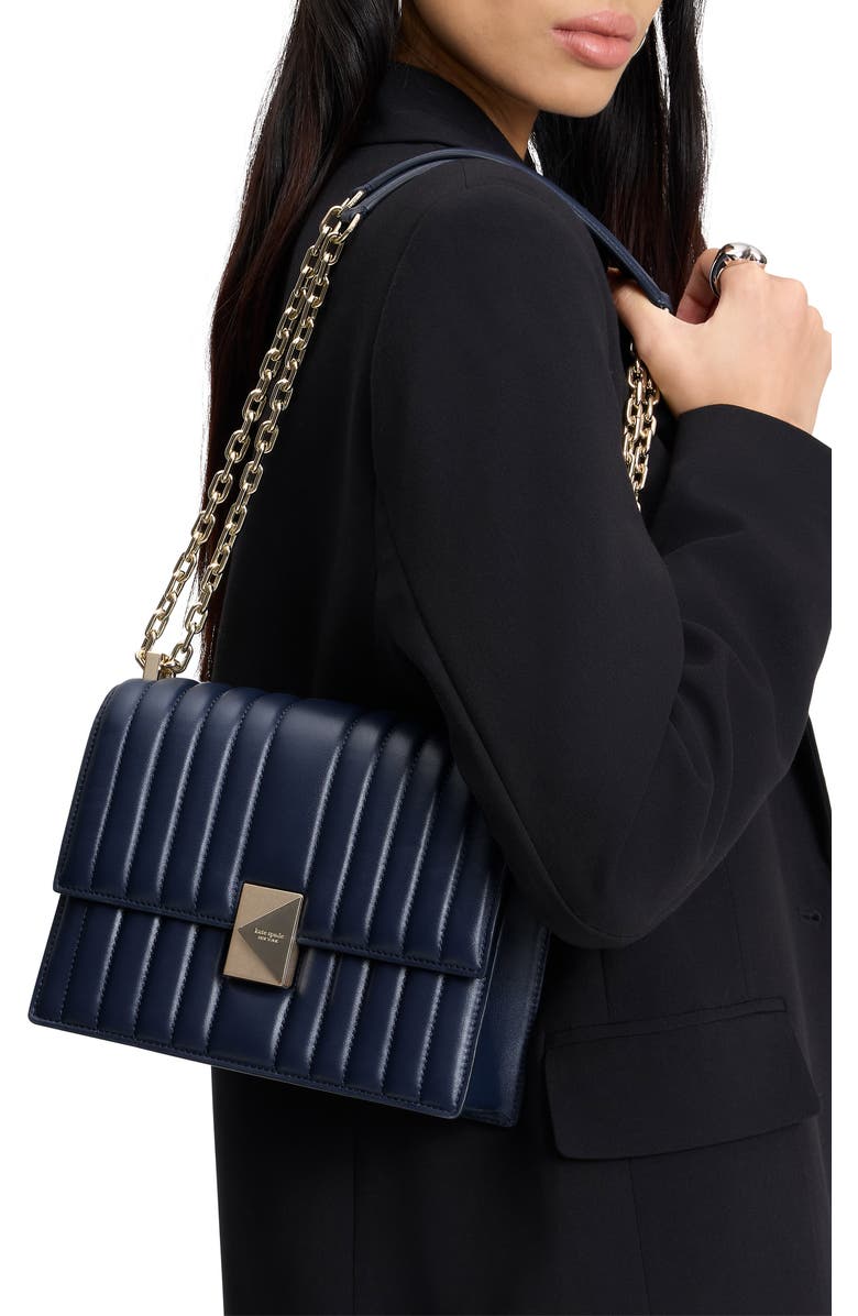 Kate Spade New York deco quilted leather convertible crossbody bag, Alternate, color, Parisian Navy