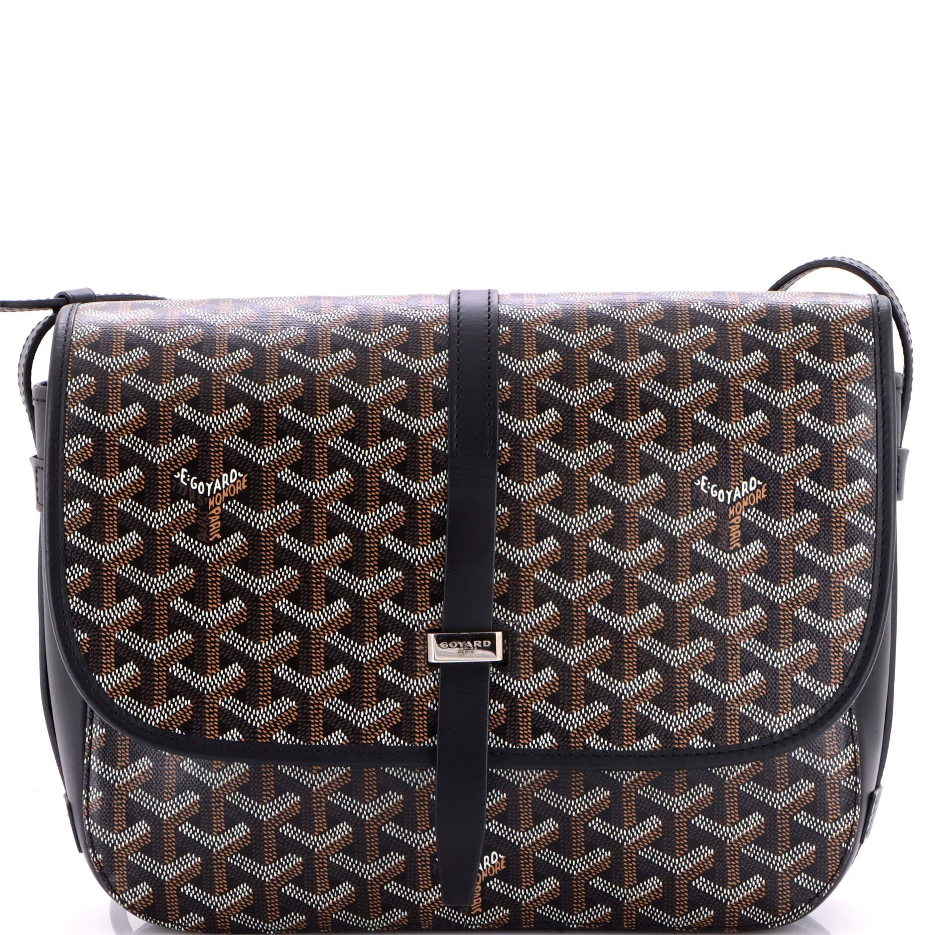 Pre-Owned Goyard Belvedere II Messenger Bag Coated Canvas MM, Main, color, Black
