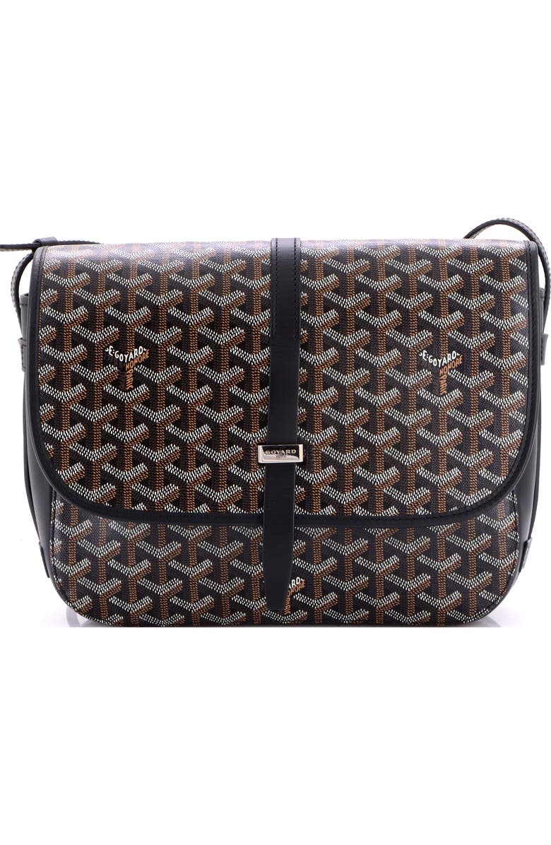 Pre-Owned Goyard Belvedere II Messenger Bag Coated Canvas MM, Main, color, Black