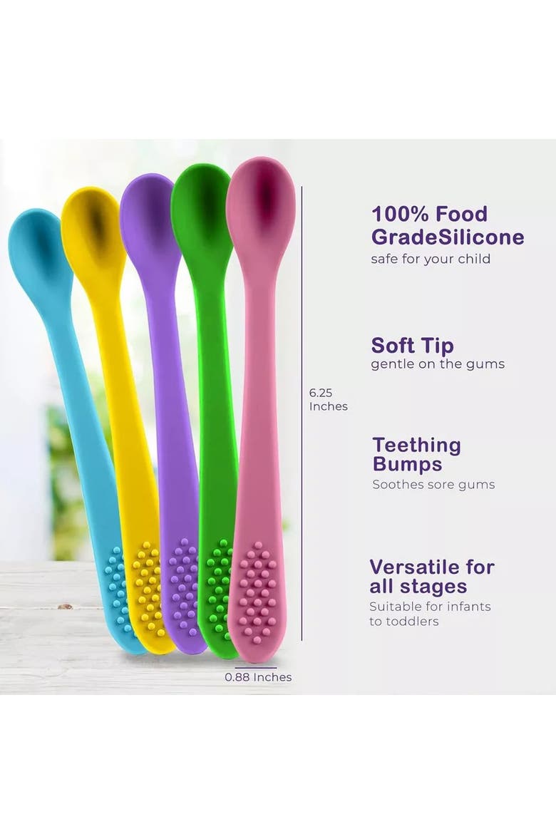 Silicone Baby Feeding Spoon Set 5 Piece, Alternate, color, Lavender Dream