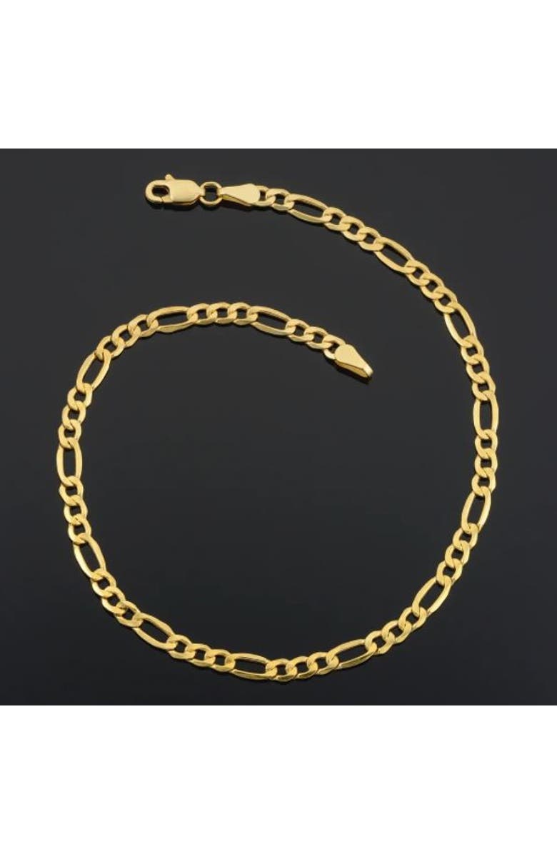 Bliss Diamond 10k Gold 3.5-millimeter Figaro Bracelet, Alternate, color, 10K Yellow Gold