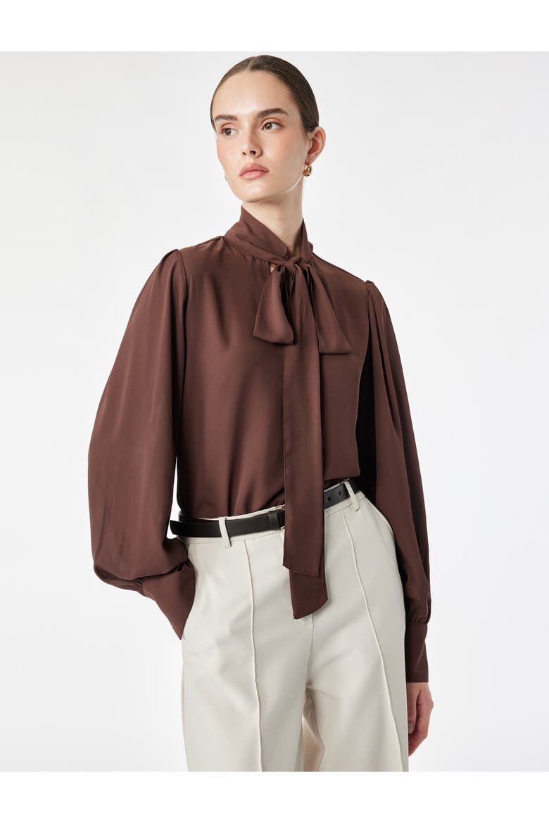 Long Sleeve Blouse, Alternate, color, COFFEE