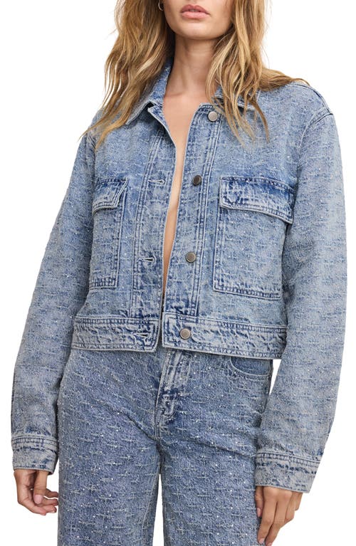 Good American Crystal Denim Jacket In Blue