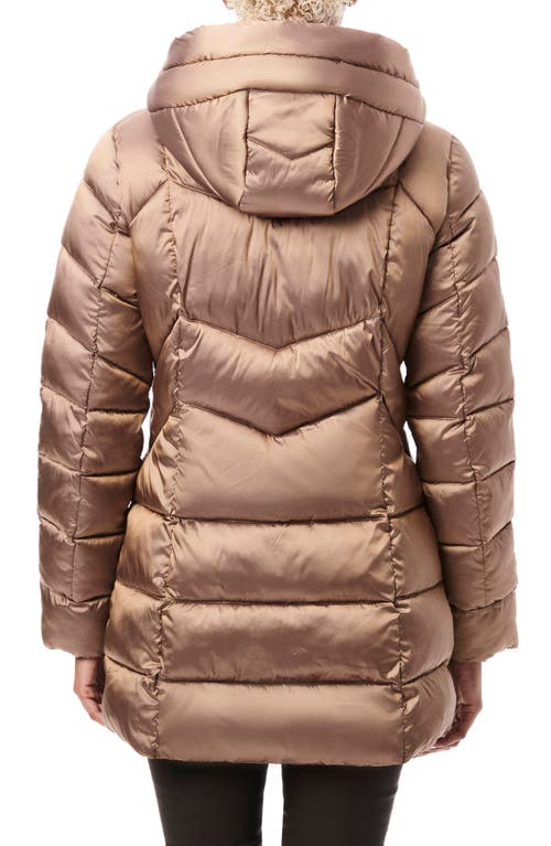 Bernardo Metallic Hooded Walker Coat In Brown
