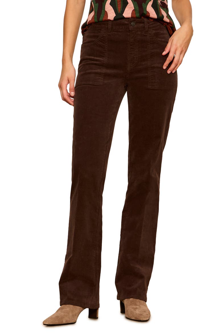 Play Date High Waist Stretch Cotton Corduroy Bootcut Pants, Main, color, ESPRESSO BROWN MARTINI