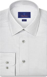 David Donahue Slim Fit Microcheck Stretch Cotton Twill Dress Shirt
