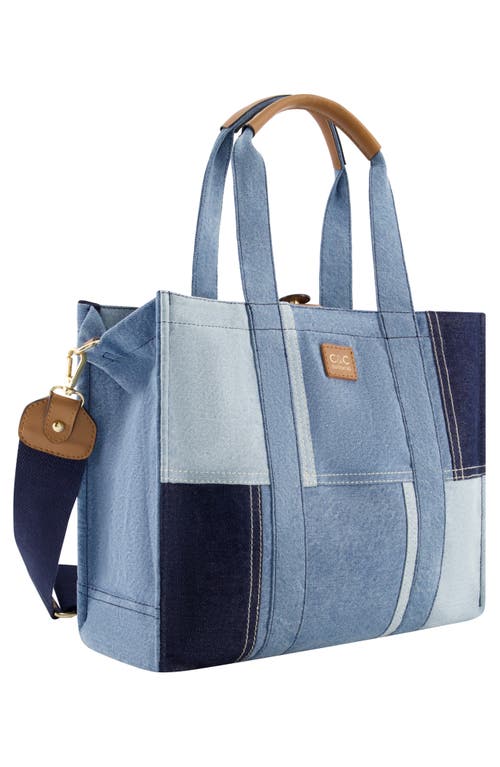 USPA ACCESSORIES C & C CALIFORNIA MEDIUM DENIM TOTE BAG