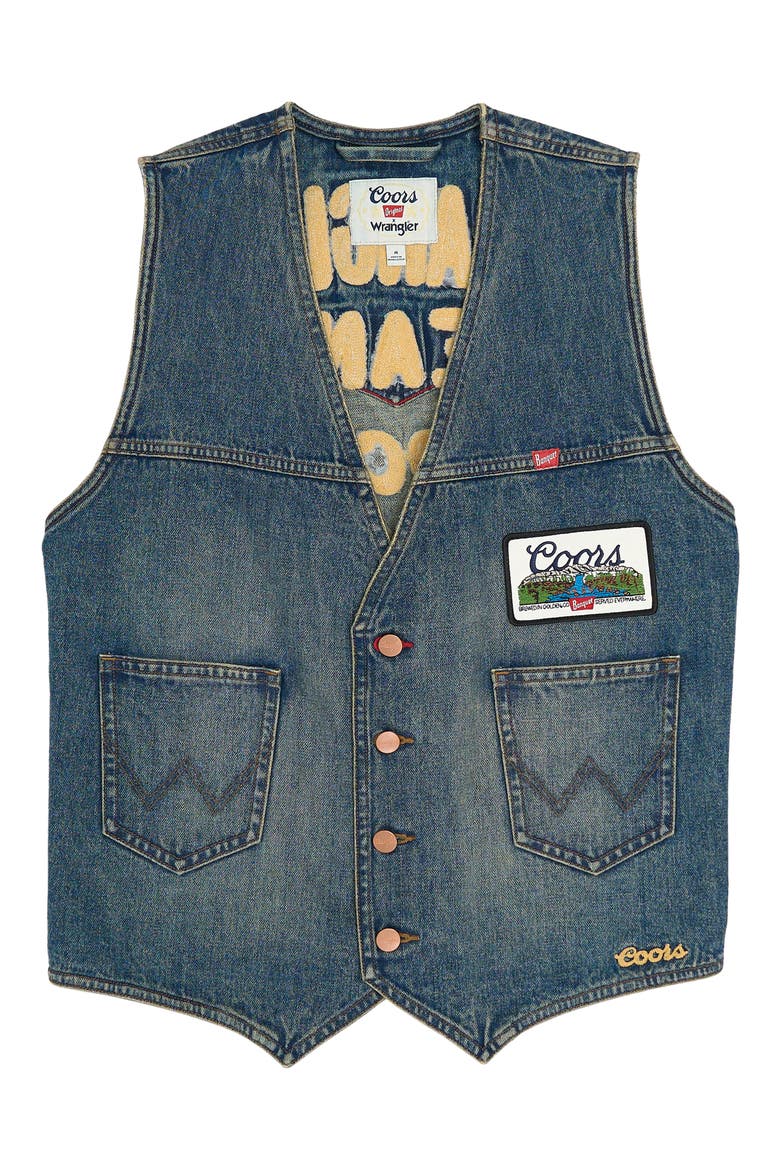 Embroidered Denim Vest, Alternate, color, INDIGO BUFF