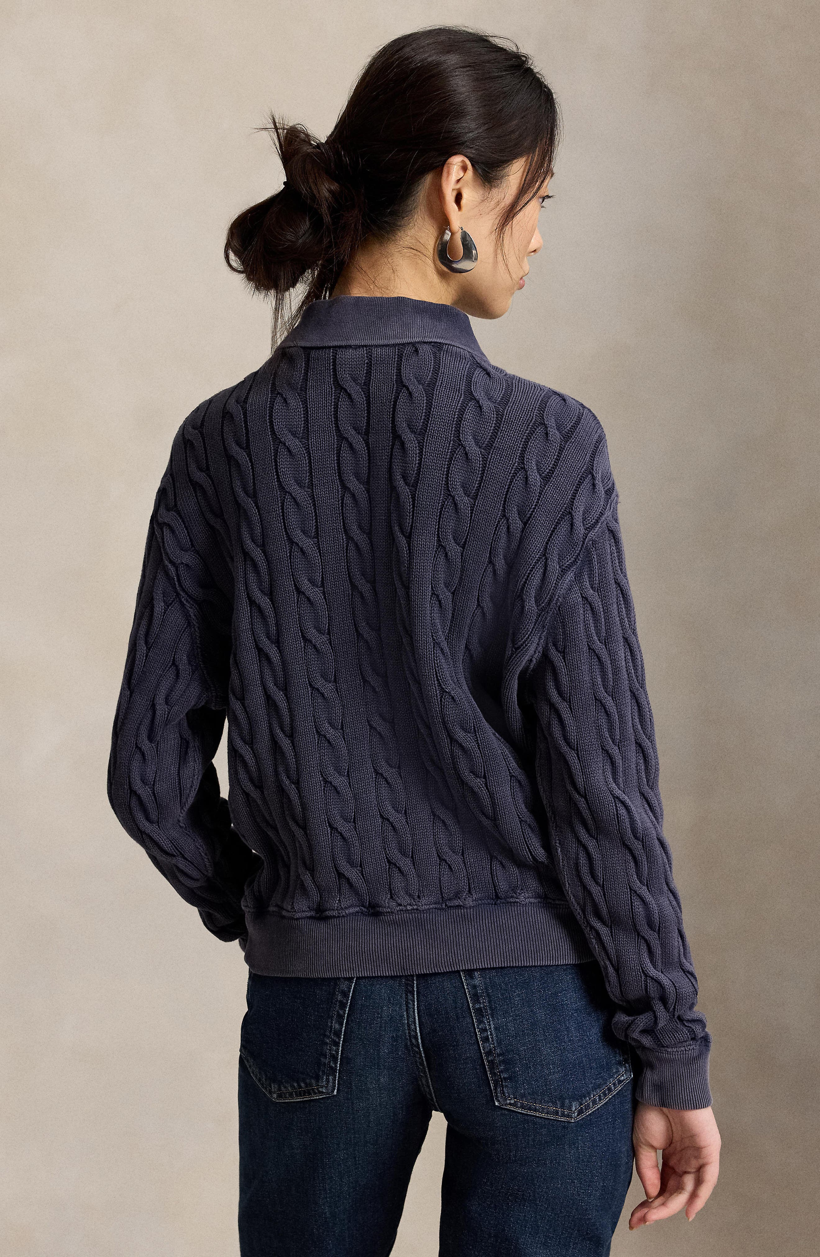 Polo Ralph Lauren Cable Knit Polo Sweater (Women) | Nordstrom