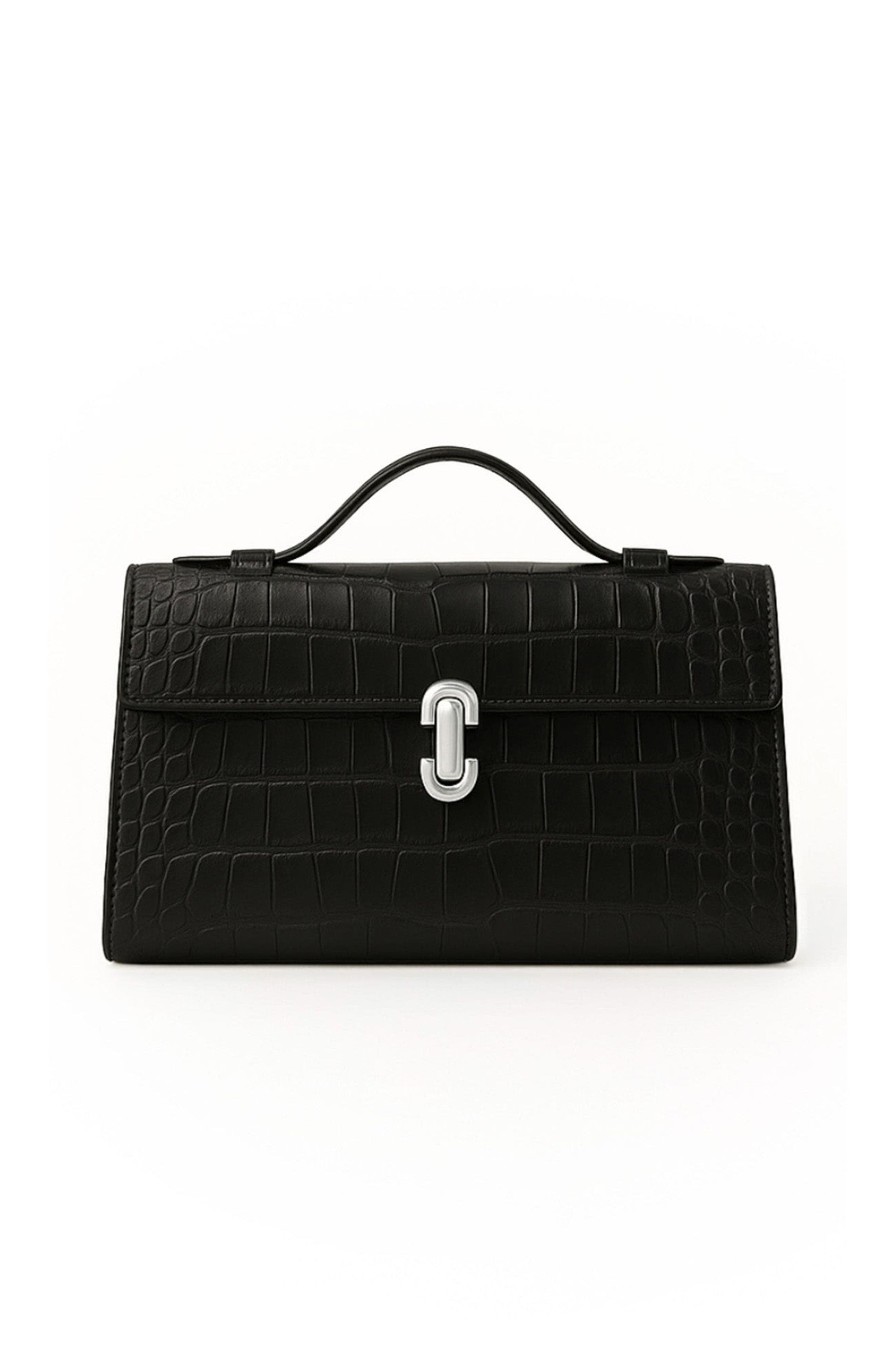The Noli Shop Danica Croco Clutch, Main, color, Black