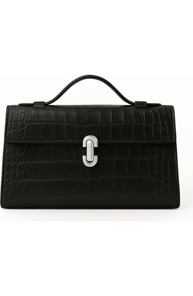 The Noli Shop Danica Croco Clutch, Main, color, Black