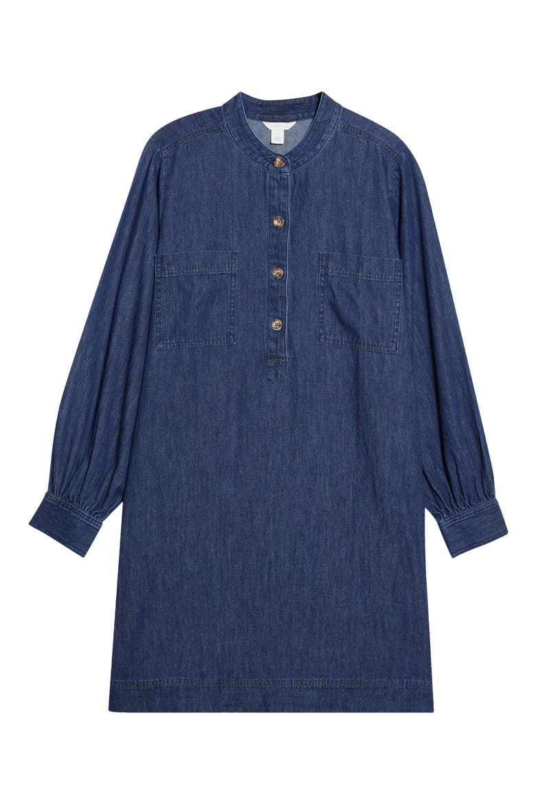 Cotton Chambray Button Front Dress, Alternate, color, DARK WASH