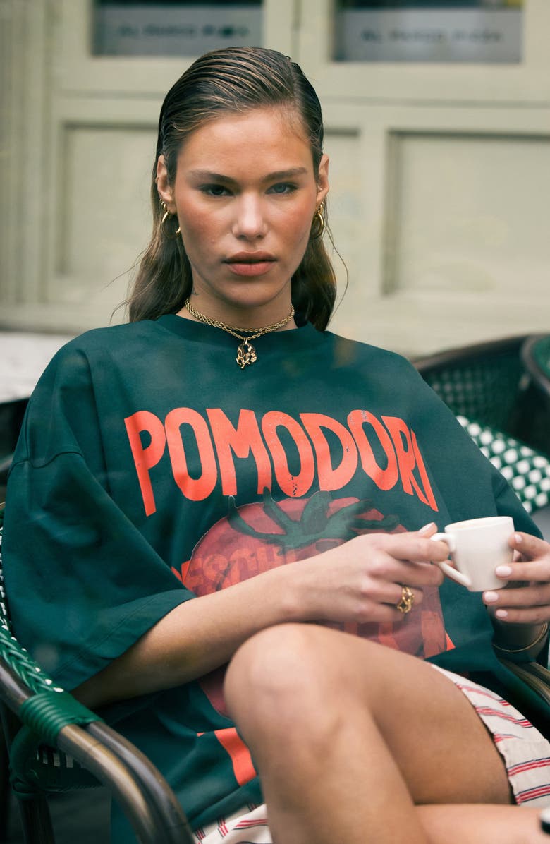 Topshop Pomodori Oversize Cotton T-Shirt, Alternate, color,