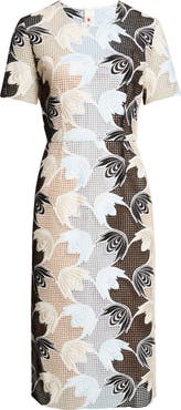 Marni Floral Embroidered Cotton Blend Sheath Dress
