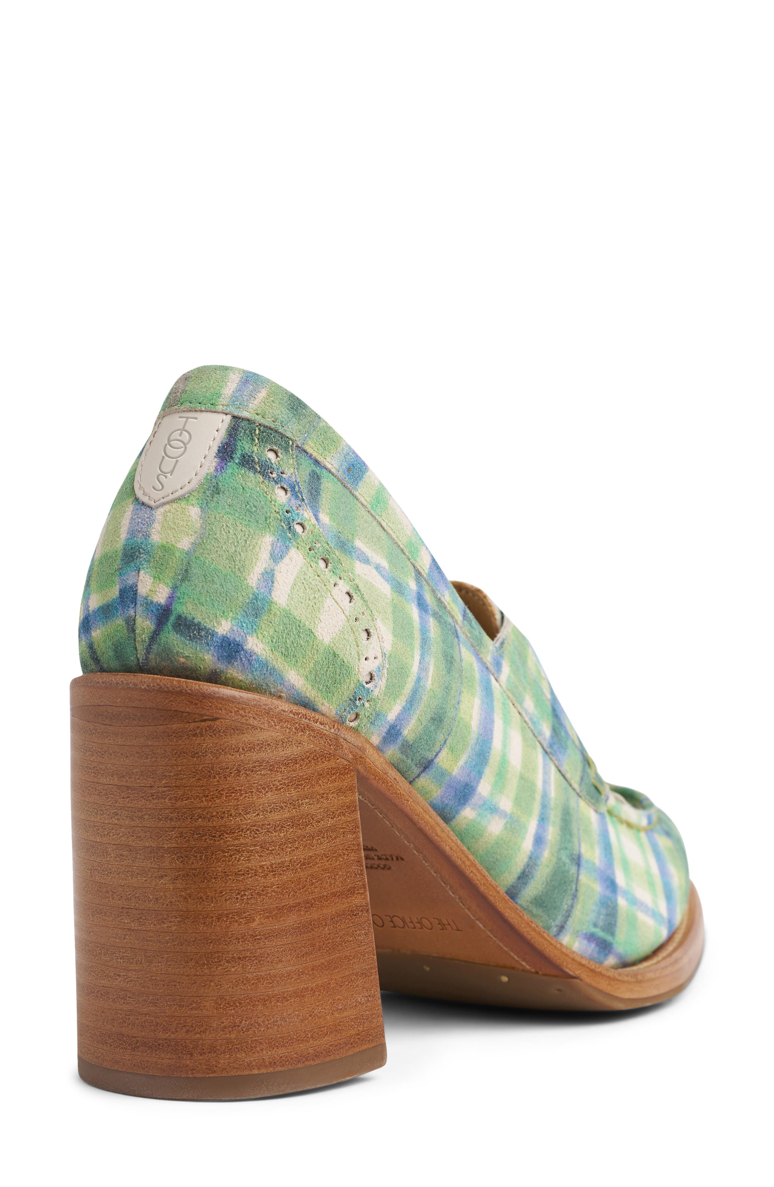 THE OFFICE OF US Mrs. Rosa Block Heel Pump, Alternate, color, Green/ Blue Plaid