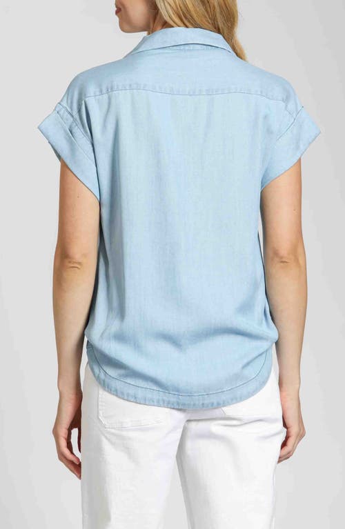 Apny Wrap Front Top In Light Indigo